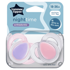 Tommee Tippee CTN Night Time, Silikonová savička noční, 18-36m, 2ks