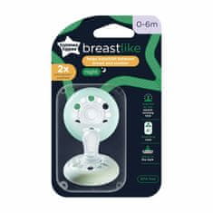 Tommee Tippee CTN Breast-like Night, Silikonová savička noční, 0-6m, 2ks