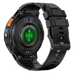 Printwell Chytré hodinky s telefonováním, smart watch v češtině, krokoměrem, oxymetrem, měřením tepu, tlaku, PW-165, černé s černým páskem