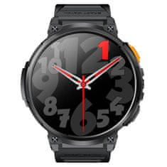 Printwell Chytré hodinky s telefonováním, smart watch v češtině, krokoměrem, oxymetrem, měřením tepu, tlaku, PW-166, černé s černým páskem