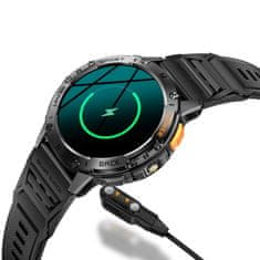 Chytré hodinky s telefonováním, smart watch v češtině, krokoměrem, oxymetrem, měřením tepu, tlaku, PW-165, černé s černým páskem