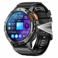 Printwell Chytré hodinky s telefonováním, smart watch v češtině, krokoměrem, oxymetrem, měřením tepu, tlaku, PW-165, černé s černým páskem