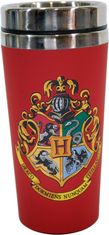 CurePink Nerezový cestovní hrnek Harry Potter: Bradavický znak (objem 400 ml)