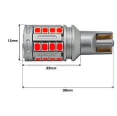 motoLEDy W16W LED žárovka 12-24V 100% CAN červená bez chyby