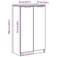 Vidaxl Botník dub artisan 59 x 35 x 100,5 cm kompozitní dřevo