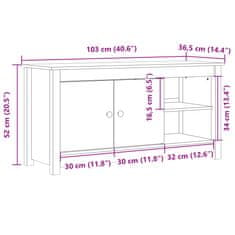 Vidaxl TV skříňka 103 x 36,5 x 52 cm masivní borové dřevo