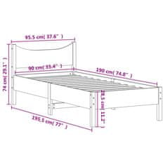 Vidaxl Postel bez matrace bílá 90 x 190 cm masivní borovice