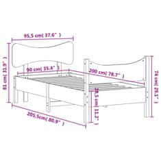 Vidaxl Postel bez matrace bílá 90 x 200 cm masivní borovice