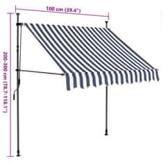 Vidaxl Ručně zatahovací markýza s LED světlem 100 cm modrobílá