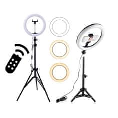 MG Selfie Ring Fill kruhové LED světlo 10'' + statív 1.8m + bluetooth remote, černé