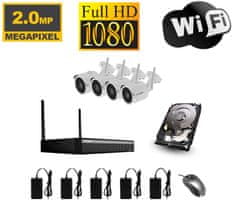 SAFETRONIK WiFi kamerový set se 4 WiFi IP Full HD kamerami (Bez HDD)