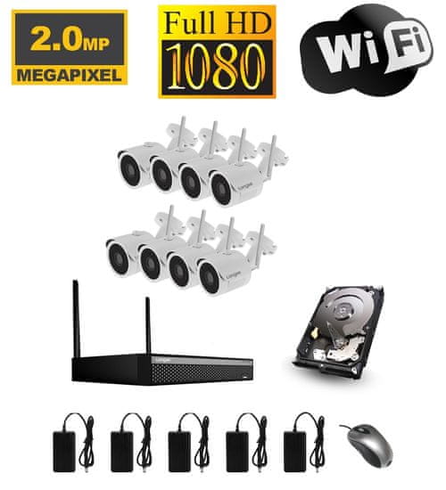 SAFETRONIK WiFi kamerový set se 8 WiFi IP Full HD kamerami (Bez HDD)