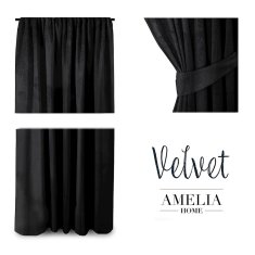 AmeliaHome Závěs Velvet 140x245 cm černý, velikost 140x245