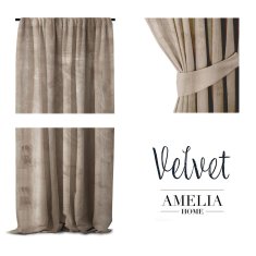 AmeliaHome Závěs Velvet 140x270 cm béžový, velikost 140x270