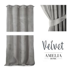 AmeliaHome Závěs Velvet 140x270 cm stříbrný, velikost 140x270