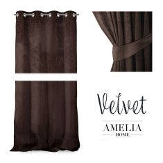 AmeliaHome Závěs Velvet 140x270 cm tmavě hnědý, velikost 140x270