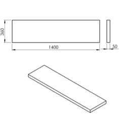 SAPHO AVICE deska 140x36cm, old wood AV1468 - Sapho