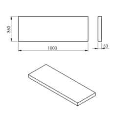 SAPHO AVICE deska 100x36cm, cement AV1067 - Sapho