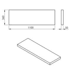 SAPHO AVICE deska 110x36cm, cement AV1167 - Sapho