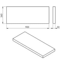 SAPHO AVICE deska 90x36cm, cement AV0967 - Sapho