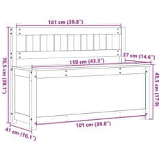 Vidaxl Lavice bílá 110 x 41 x 76,5 cm masivní borovice