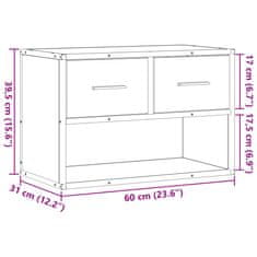 Vidaxl TV skříňka dub sonoma 60 x 31 x 39,5 cm kompozitní dřevo a kov