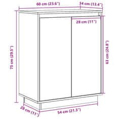 Vidaxl Příborník černý 60 x 34 x 75 cm masivní borové dřevo