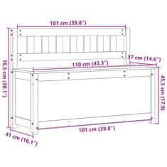 Vidaxl Lavice 110 x 41 x 76,5 cm masivní borovice