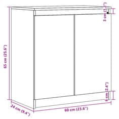 Vidaxl Odkládací skříňka šedá 60 x 36 x 65 cm masivní borové dřevo