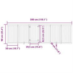 Petromila Zábrana pro psy s dvířky skládací 6 panelů hnědá 300 cm topol
