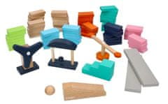 Adam toys Dřevěné aktivní barevné domino, 128 ks