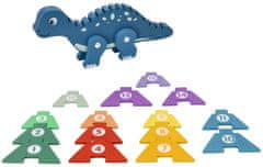 Adam toys Edukační hračka puzzle s čísly, Dinosaurus - modrý