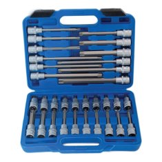 SATRA Zástrčné hlavice TORX 1/2", standardní, prodloužené a extra dlouhé, T20-T70, 32 ks - SATRA