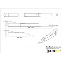 Golemtech Třídílná prodloužená ramena ke dvousloupovému zvedáku Golemtech - 2ks