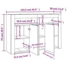 Vidaxl Příborník s LED osvětlením betonově šedý 115,5 x 30 x 75 cm