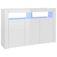 Vidaxl Příborník s LED osvětlením bílý s vysokým leskem 115,5x30x75 cm