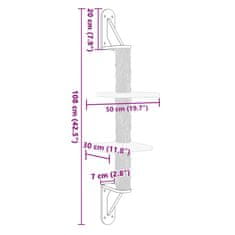 Vidaxl Nástěnné škrabadlo pro kočky se sloupkem světle šedé 108 cm