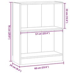 Vidaxl Knihovna old wood 60 x 24 x 76 cm kompozitní dřevo