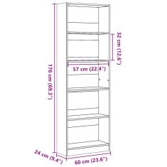 Vidaxl Knihovna dub artisan 60 x 24 x 176 cm kompozitní dřevo