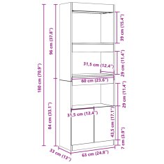 Petromila Skříň highboard hnědý dub 63 x 33 x 180 cm kompozitní dřevo