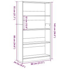 Vidaxl Knihovna dub artisan 80x24x143 cm kompozitní dřevo