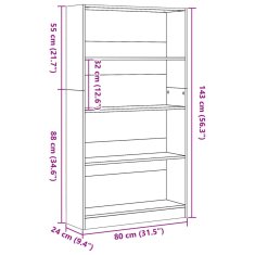 Vidaxl Knihovna hnědý dub 80x24x143 cm kompozitní dřevo