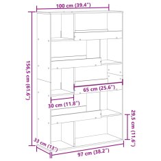 Vidaxl Knihovna dub artisan 100 x 33 x 156,5 cm kompozitní dřevo