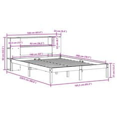 Vidaxl Postel s knihovnou bez matrace bílá 160x200 cm masivní borovice