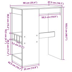 Vidaxl Barový stůl s regály bílý 90 x 47,5 x 103,5 cm kompozitní dřevo