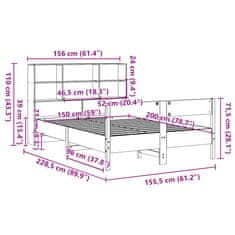 Vidaxl Postel s knihovnou bez matrace bílá 150x200 cm masivní borovice