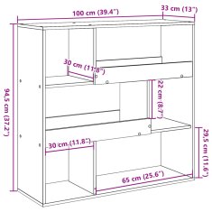 Vidaxl Knihovna / dělicí stěna old wood 100 x 33 x 94,5 cm