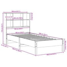 Vidaxl Postel s knihovnou bez matrace bílá 100x200 cm masivní borovice