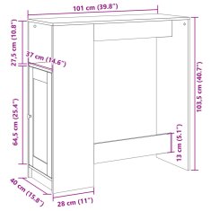 Vidaxl Barový stůl s regály dub sonoma 101 x 40 x 103,5 cm kompozit