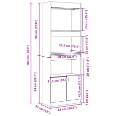 Petromila Skříň highboard betonově šedá 63 x 33 x 180 cm kompozitní dřevo